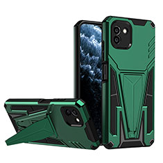 Funda Bumper Silicona y Plastico Mate Carcasa con Soporte MQ1 para Samsung Galaxy A03 Verde