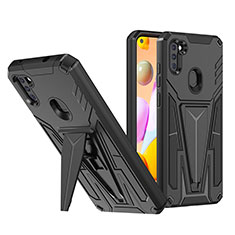 Funda Bumper Silicona y Plastico Mate Carcasa con Soporte MQ1 para Samsung Galaxy A11 Negro