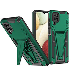 Funda Bumper Silicona y Plastico Mate Carcasa con Soporte MQ1 para Samsung Galaxy A12 Verde