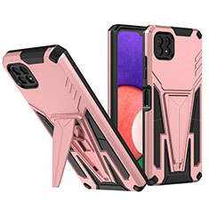 Funda Bumper Silicona y Plastico Mate Carcasa con Soporte MQ1 para Samsung Galaxy A22 5G Oro Rosa