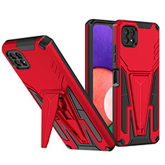 Funda Bumper Silicona y Plastico Mate Carcasa con Soporte MQ1 para Samsung Galaxy A22 5G Rojo