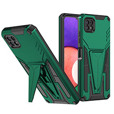 Funda Bumper Silicona y Plastico Mate Carcasa con Soporte MQ1 para Samsung Galaxy A22 5G Verde