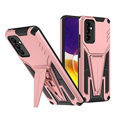 Funda Bumper Silicona y Plastico Mate Carcasa con Soporte MQ1 para Samsung Galaxy A24 4G Oro Rosa