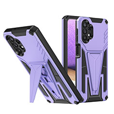 Funda Bumper Silicona y Plastico Mate Carcasa con Soporte MQ1 para Samsung Galaxy A32 4G Morado