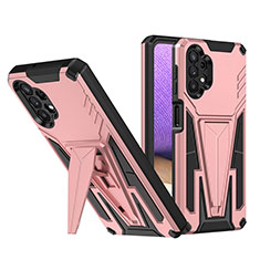 Funda Bumper Silicona y Plastico Mate Carcasa con Soporte MQ1 para Samsung Galaxy A32 4G Oro Rosa