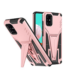 Funda Bumper Silicona y Plastico Mate Carcasa con Soporte MQ1 para Samsung Galaxy A51 5G Oro Rosa