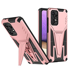 Funda Bumper Silicona y Plastico Mate Carcasa con Soporte MQ1 para Samsung Galaxy A52 5G Oro Rosa