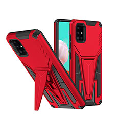 Funda Bumper Silicona y Plastico Mate Carcasa con Soporte MQ1 para Samsung Galaxy A71 4G A715 Rojo