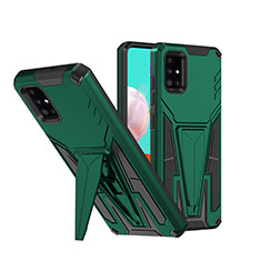 Funda Bumper Silicona y Plastico Mate Carcasa con Soporte MQ1 para Samsung Galaxy A71 5G Verde