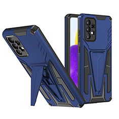 Funda Bumper Silicona y Plastico Mate Carcasa con Soporte MQ1 para Samsung Galaxy A72 4G Azul