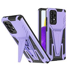 Funda Bumper Silicona y Plastico Mate Carcasa con Soporte MQ1 para Samsung Galaxy A72 4G Morado