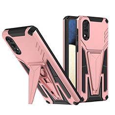 Funda Bumper Silicona y Plastico Mate Carcasa con Soporte MQ1 para Samsung Galaxy M02 Oro Rosa