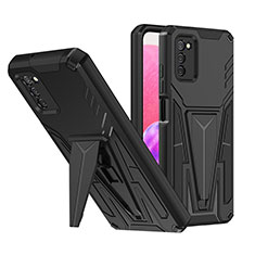 Funda Bumper Silicona y Plastico Mate Carcasa con Soporte MQ1 para Samsung Galaxy M02s Negro