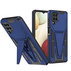 Funda Bumper Silicona y Plastico Mate Carcasa con Soporte MQ1 para Samsung Galaxy M12 Azul