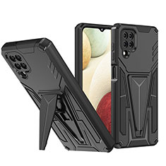 Funda Bumper Silicona y Plastico Mate Carcasa con Soporte MQ1 para Samsung Galaxy M12 Negro