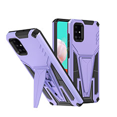 Funda Bumper Silicona y Plastico Mate Carcasa con Soporte MQ1 para Samsung Galaxy M40S Morado