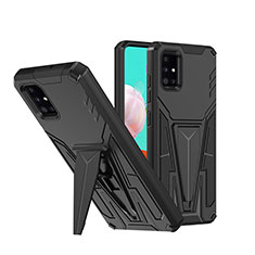 Funda Bumper Silicona y Plastico Mate Carcasa con Soporte MQ1 para Samsung Galaxy M40S Negro