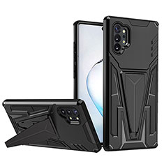 Funda Bumper Silicona y Plastico Mate Carcasa con Soporte MQ1 para Samsung Galaxy Note 10 Plus 5G Negro