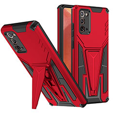 Funda Bumper Silicona y Plastico Mate Carcasa con Soporte MQ1 para Samsung Galaxy Note 20 5G Rojo