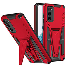 Funda Bumper Silicona y Plastico Mate Carcasa con Soporte MQ1 para Samsung Galaxy S20 FE (2022) 5G Rojo