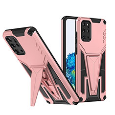 Funda Bumper Silicona y Plastico Mate Carcasa con Soporte MQ1 para Samsung Galaxy S20 Plus 5G Oro Rosa