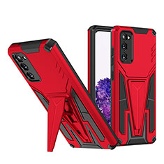 Funda Bumper Silicona y Plastico Mate Carcasa con Soporte MQ1 para Samsung Galaxy S20 Rojo