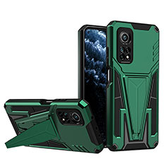 Funda Bumper Silicona y Plastico Mate Carcasa con Soporte MQ1 para Xiaomi Mi 10T 5G Verde