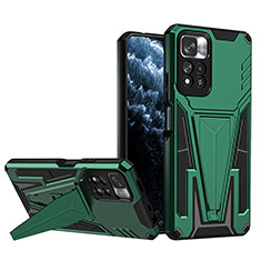 Funda Bumper Silicona y Plastico Mate Carcasa con Soporte MQ1 para Xiaomi Mi 11i 5G (2022) Verde