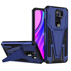 Funda Bumper Silicona y Plastico Mate Carcasa con Soporte MQ1 para Xiaomi Poco M2 Azul