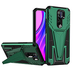 Funda Bumper Silicona y Plastico Mate Carcasa con Soporte MQ1 para Xiaomi Poco M2 Verde