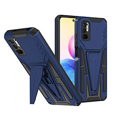 Funda Bumper Silicona y Plastico Mate Carcasa con Soporte MQ1 para Xiaomi POCO M3 Pro 5G Azul