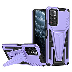 Funda Bumper Silicona y Plastico Mate Carcasa con Soporte MQ1 para Xiaomi Poco M4 Pro 5G Morado