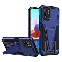 Funda Bumper Silicona y Plastico Mate Carcasa con Soporte MQ1 para Xiaomi Poco M5S Azul