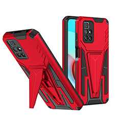 Funda Bumper Silicona y Plastico Mate Carcasa con Soporte MQ1 para Xiaomi Redmi 10 4G Rojo