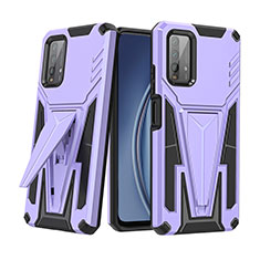 Funda Bumper Silicona y Plastico Mate Carcasa con Soporte MQ1 para Xiaomi Redmi 9 Power Morado