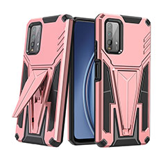 Funda Bumper Silicona y Plastico Mate Carcasa con Soporte MQ1 para Xiaomi Redmi 9 Power Oro Rosa