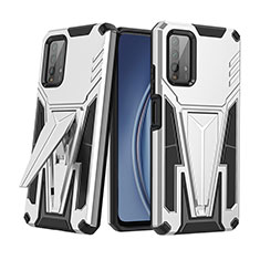 Funda Bumper Silicona y Plastico Mate Carcasa con Soporte MQ1 para Xiaomi Redmi 9 Power Plata