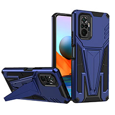 Funda Bumper Silicona y Plastico Mate Carcasa con Soporte MQ1 para Xiaomi Redmi Note 10 Pro Max Azul