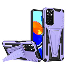 Funda Bumper Silicona y Plastico Mate Carcasa con Soporte MQ1 para Xiaomi Redmi Note 11 4G (2022) Morado