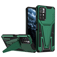Funda Bumper Silicona y Plastico Mate Carcasa con Soporte MQ1 para Xiaomi Redmi Note 11 5G Verde