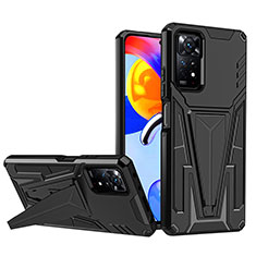 Funda Bumper Silicona y Plastico Mate Carcasa con Soporte MQ1 para Xiaomi Redmi Note 11 Pro 4G Negro