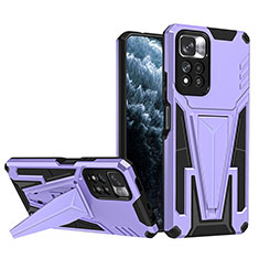 Funda Bumper Silicona y Plastico Mate Carcasa con Soporte MQ1 para Xiaomi Redmi Note 11 Pro+ Plus 5G Morado