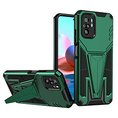 Funda Bumper Silicona y Plastico Mate Carcasa con Soporte MQ1 para Xiaomi Redmi Note 11 SE India 4G Verde