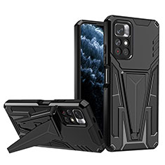 Funda Bumper Silicona y Plastico Mate Carcasa con Soporte MQ1 para Xiaomi Redmi Note 11S 5G Negro