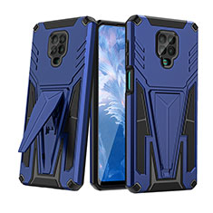 Funda Bumper Silicona y Plastico Mate Carcasa con Soporte MQ1 para Xiaomi Redmi Note 9 Pro Max Azul