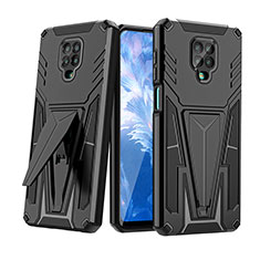 Funda Bumper Silicona y Plastico Mate Carcasa con Soporte MQ1 para Xiaomi Redmi Note 9 Pro Max Negro