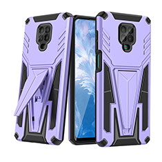 Funda Bumper Silicona y Plastico Mate Carcasa con Soporte MQ1 para Xiaomi Redmi Note 9 Pro Morado