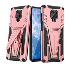 Funda Bumper Silicona y Plastico Mate Carcasa con Soporte MQ1 para Xiaomi Redmi Note 9 Pro Oro Rosa