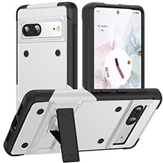 Funda Bumper Silicona y Plastico Mate Carcasa con Soporte MQ2 para Google Pixel 7 5G Blanco