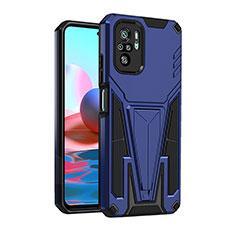 Funda Bumper Silicona y Plastico Mate Carcasa con Soporte MQ2 para Xiaomi Poco M5S Azul